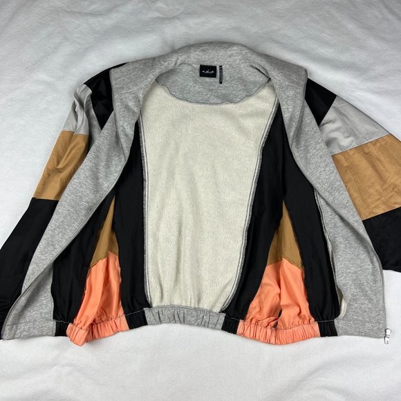 Urban Outfitters Out From Under Grey Jacket with Black/Tan/Peach Sleeves Size M - Picture 4 of 8